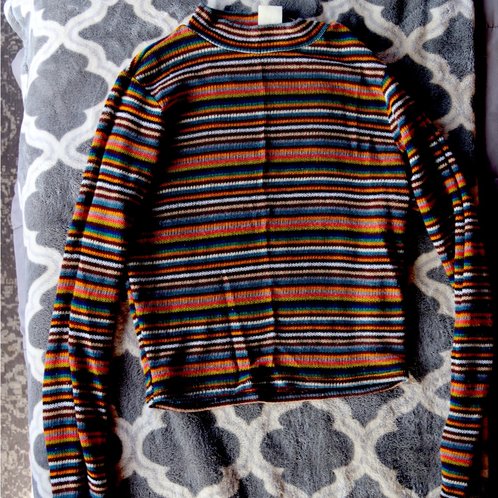 Long sleeve mock turtleneck multi colored crop